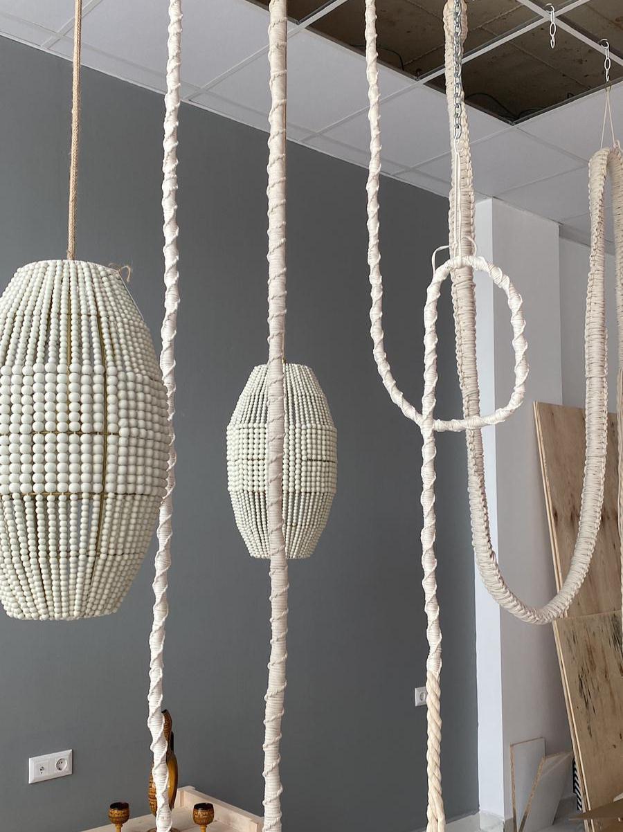 Handmade Wooden Bead Pendant Light, Boho Style Natural Hanging Lamp, Cozy Corner Light, Bedroom Pendant Lamp, Modern Boho Light, Chic Light