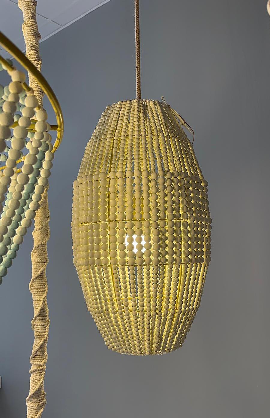 Handmade Wooden Bead Pendant Light, Boho Style Natural Hanging Lamp, Cozy Corner Light, Bedroom Pendant Lamp, Modern Boho Light, Chic Light