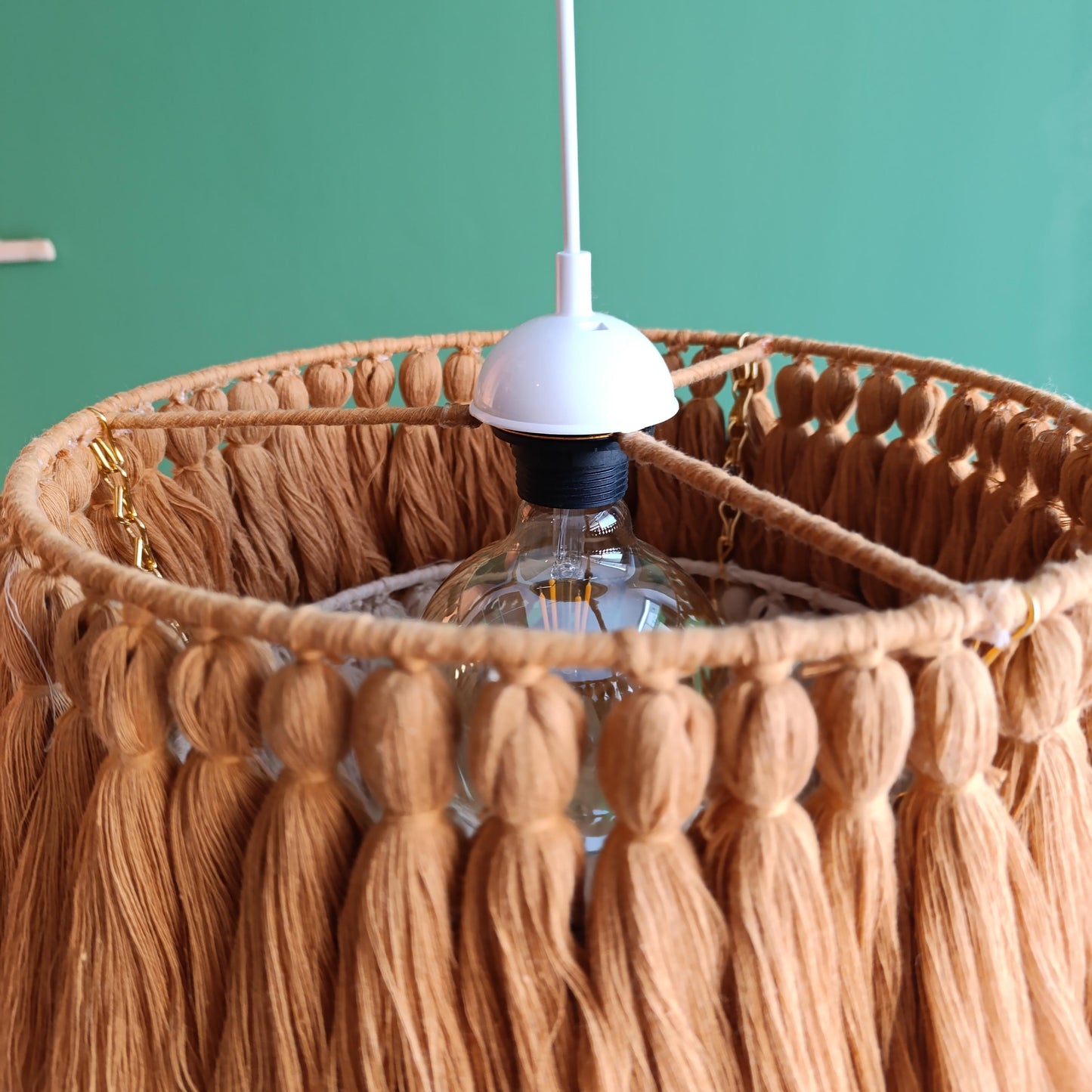 Boho Fringe Chandelier, Cotton Pendant Light, Fringe Light Fixture, Tassel Lamp Shade, Nursery Lighting, Colourful Chandelier, Bohemian Lamp