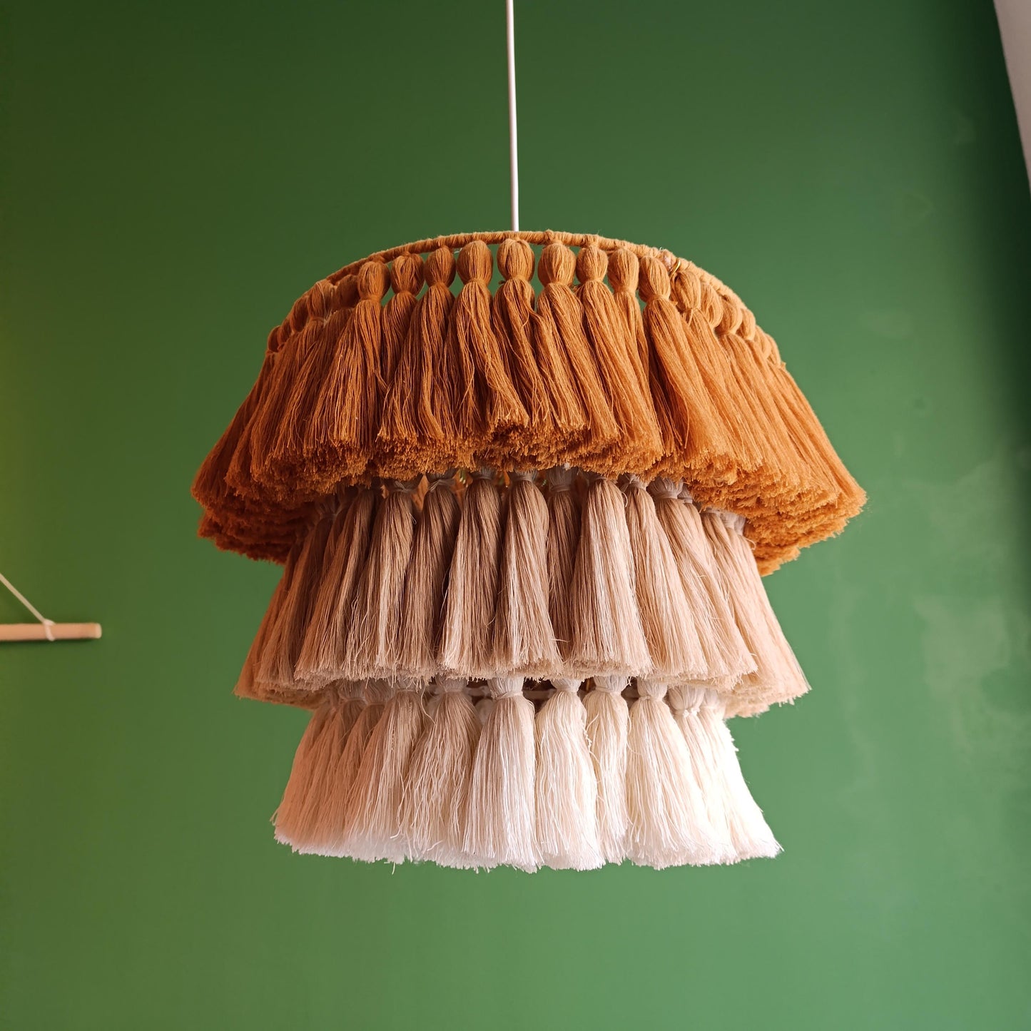 Boho Fringe Chandelier, Cotton Pendant Light, Fringe Light Fixture, Tassel Lamp Shade, Nursery Lighting, Colourful Chandelier, Bohemian Lamp