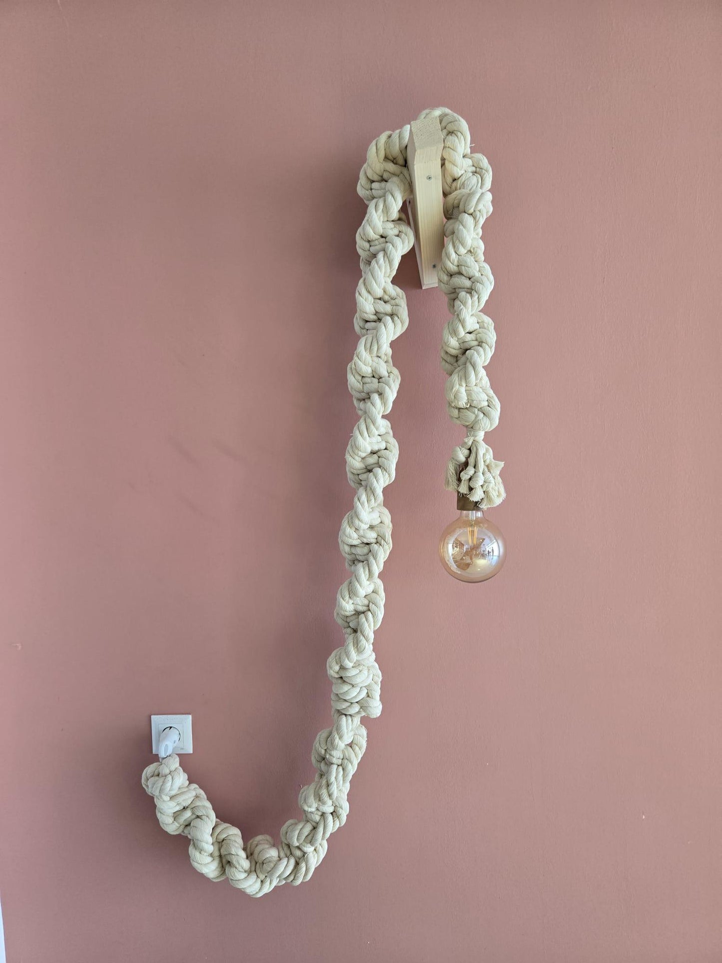 Macrame Cord Lamp, Bedroom Lighting, Pendant Rope Light, Hanging Rope Light, Boho Hanging Light, Restaurant decor lamp, Wedding Decor Light
