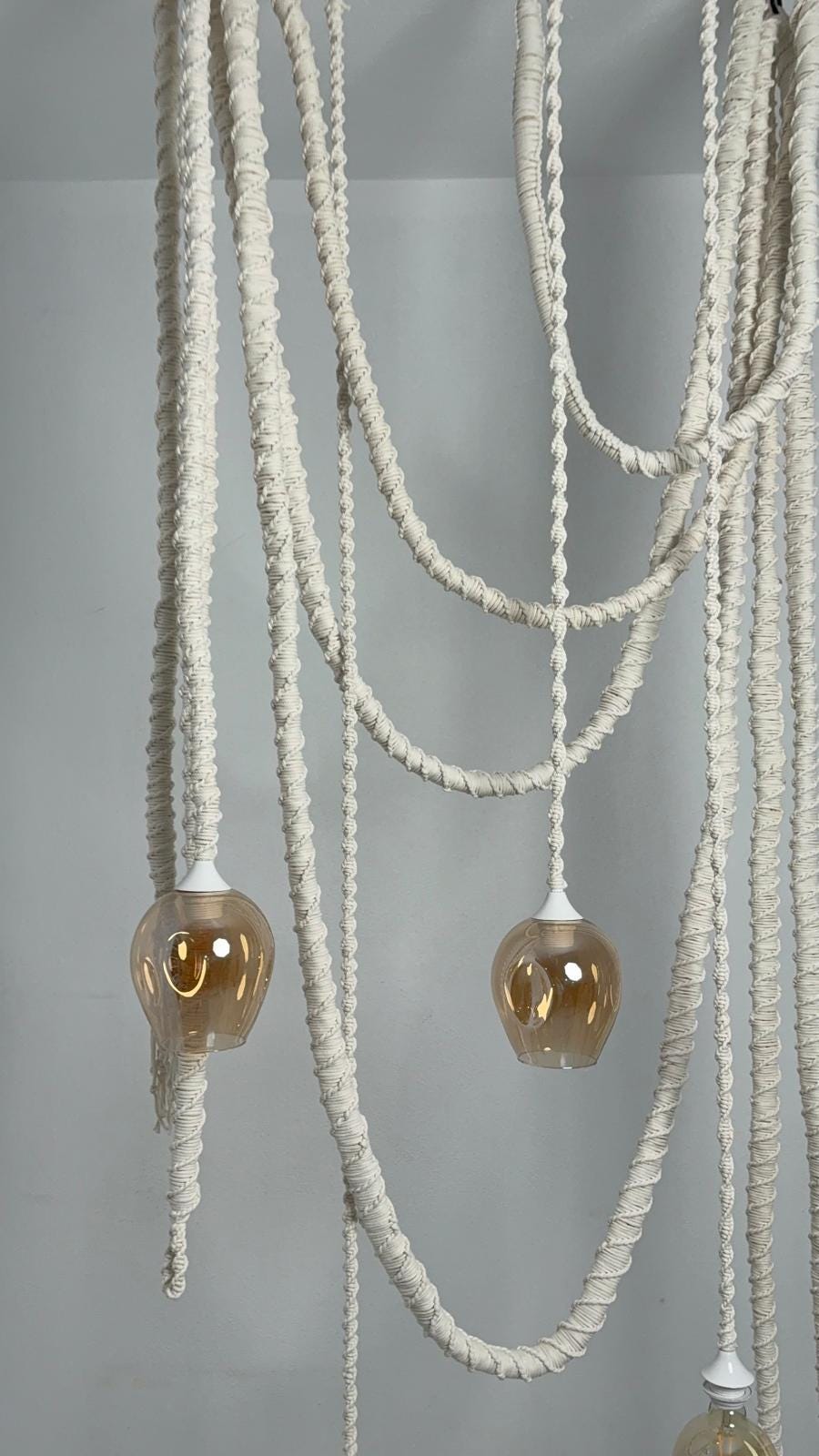 Cotton Macrame Hanging Cord Lamp,