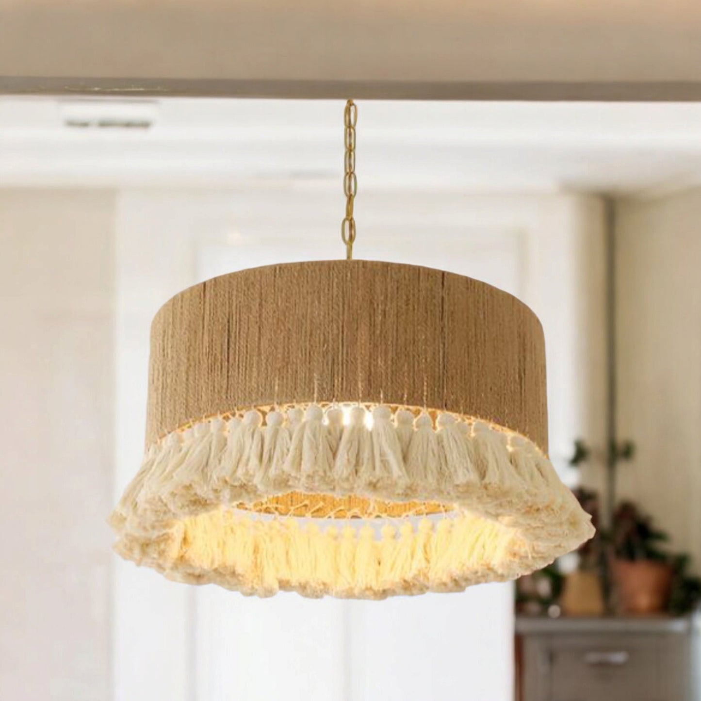 Boho Light, Rustic Ligth, Macrame Chandelier , Nursery Lampshade, Modern Boho Light, Macrame Pendant Light, Christmas gift, Farmhouse Light