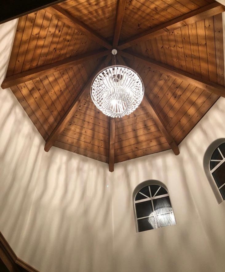 Beaded Chandelier, White Wood Bead Lİghting, Nordic Style Light, Rustic Chandelier, Nursery Lampshade, Unique Ceiling light, Wedding Decor