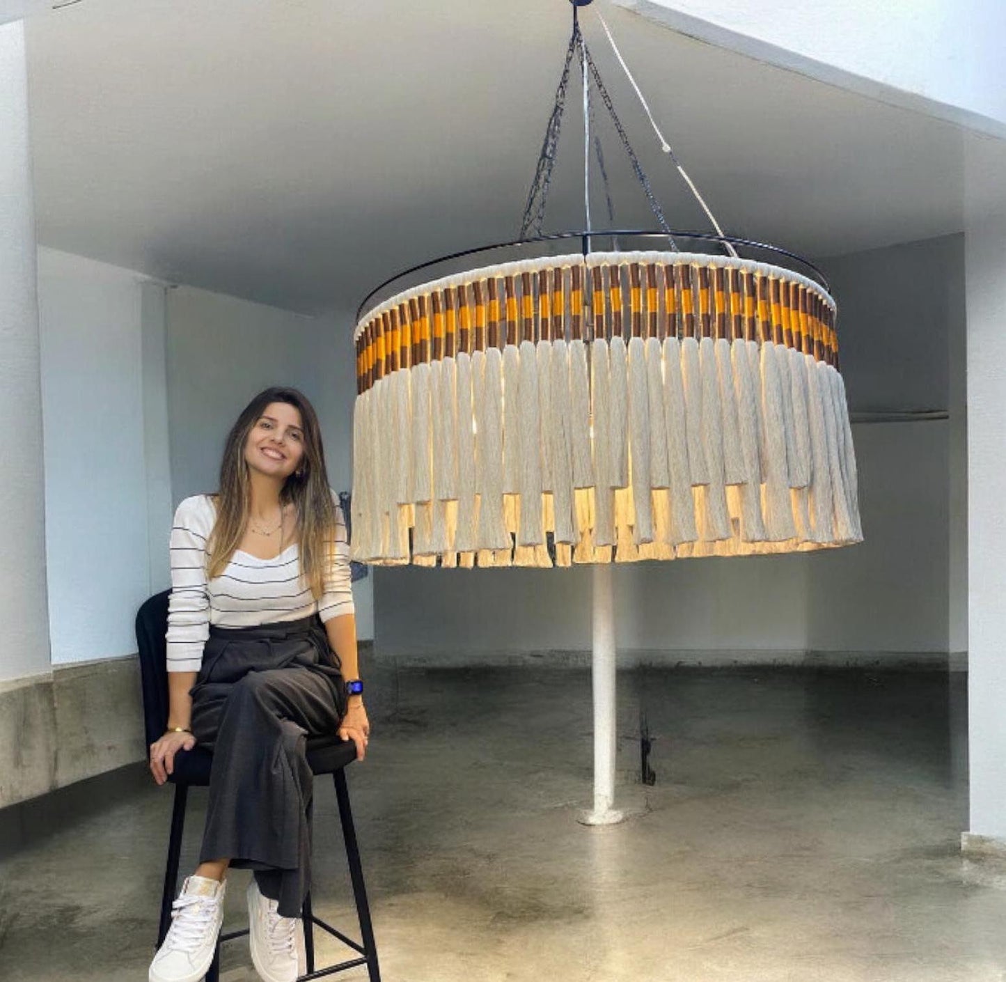 Luxury Pendant Light, Large Macrame Chandelier, Tassel Lighting, Modern Boho Fixture, Custom Macrame Light, Woven Chandelier, Boho Lighting,