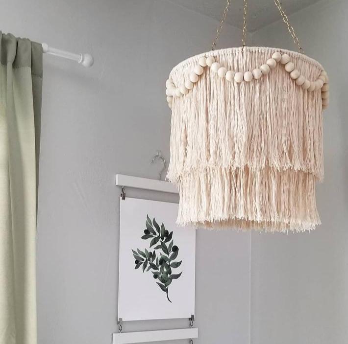 Tassel Lighting, Beaded Chandelier, Macrame Pendant Light, Tassel Fixture Light, Nursery Lampshade, Tassel Wall Light, Christmas Gift,