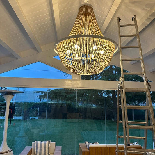 Large Bohemian Chandelier, Beach House Light, Farmhouse Light, Boho, Rustic Outdoor Lighting, Country Style Light, Living Room Lighting,