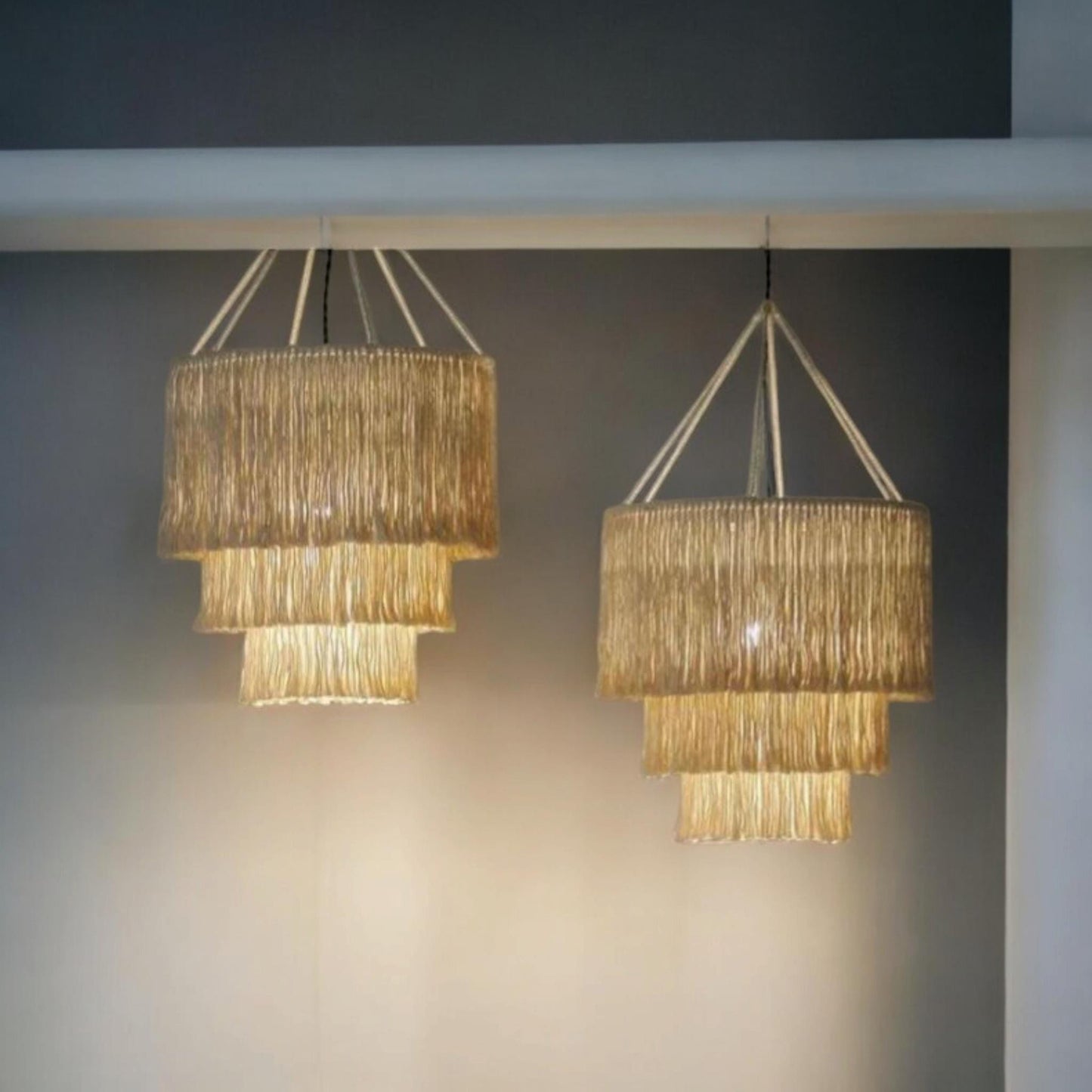 Boho light fixture, Fringe Chandelier, Cotton Fringe Pendant Light, Macrame Lamp Shade, Nursery Chandelier, Tassel Lighting,