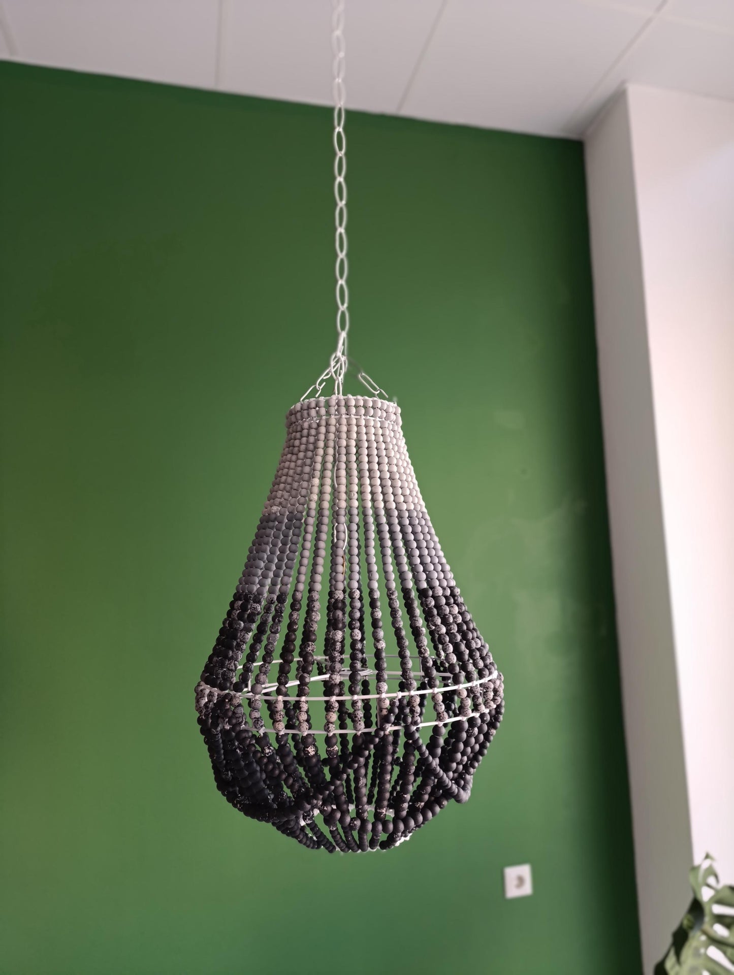 Grey Ombre Bead Lighting, Modern Nursery Lighting, Boho Chic Wooden Bead Lİght, Rustic Boho Light, Bohemian Lİght Fixture, Boho Home Decor,