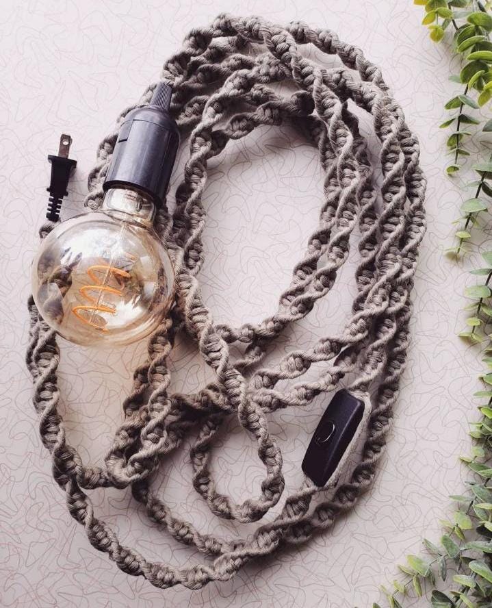 Boho Rope Light | Macrame Hangıng Lamp | Plug in Swag Light |  Hanging Rope Lamp | Pendant Rope Lighting | Boho Hanging | Housewarming gift