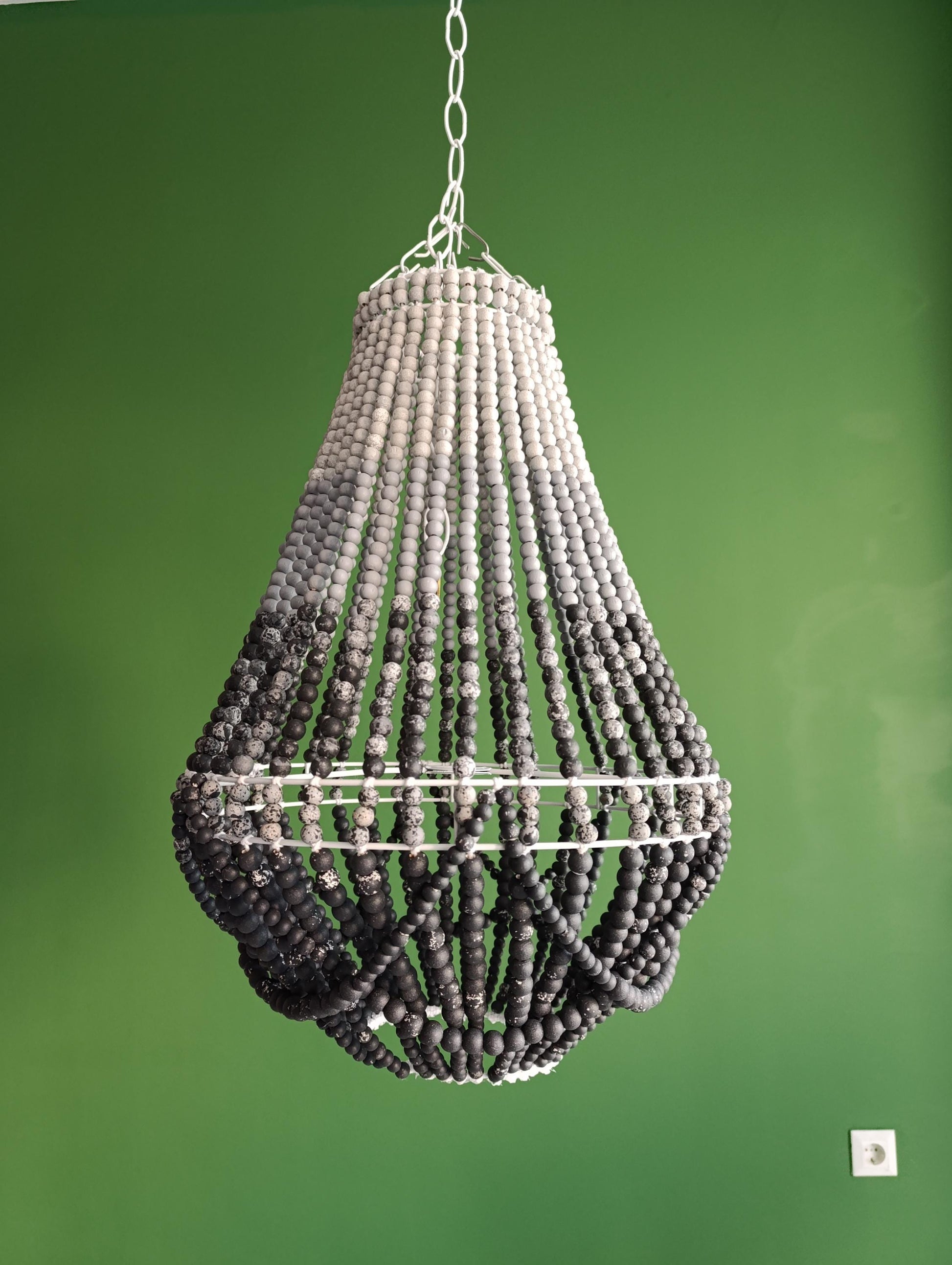 Grey Ombre Bead Lighting, Modern Nursery Lighting, Boho Chic Wooden Bead Lİght, Rustic Boho Light, Bohemian Lİght Fixture, Boho Home Decor,