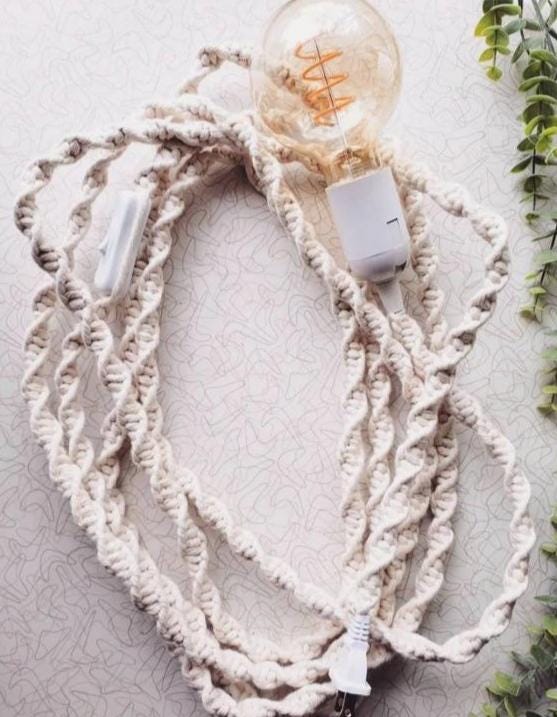 Boho Rope Light | Macrame Hangıng Lamp | Plug in Swag Light | Hanging Rope Lamp | Pendant Rope Lighting | Boho Hanging | Housewarming gift