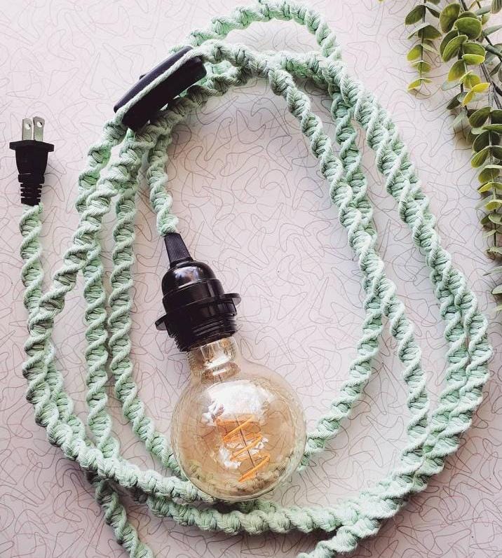 Boho Rope Light | Macrame Hangıng Lamp | Plug in Swag Light |  Hanging Rope Lamp | Pendant Rope Lighting | Boho Hanging | Housewarming gift