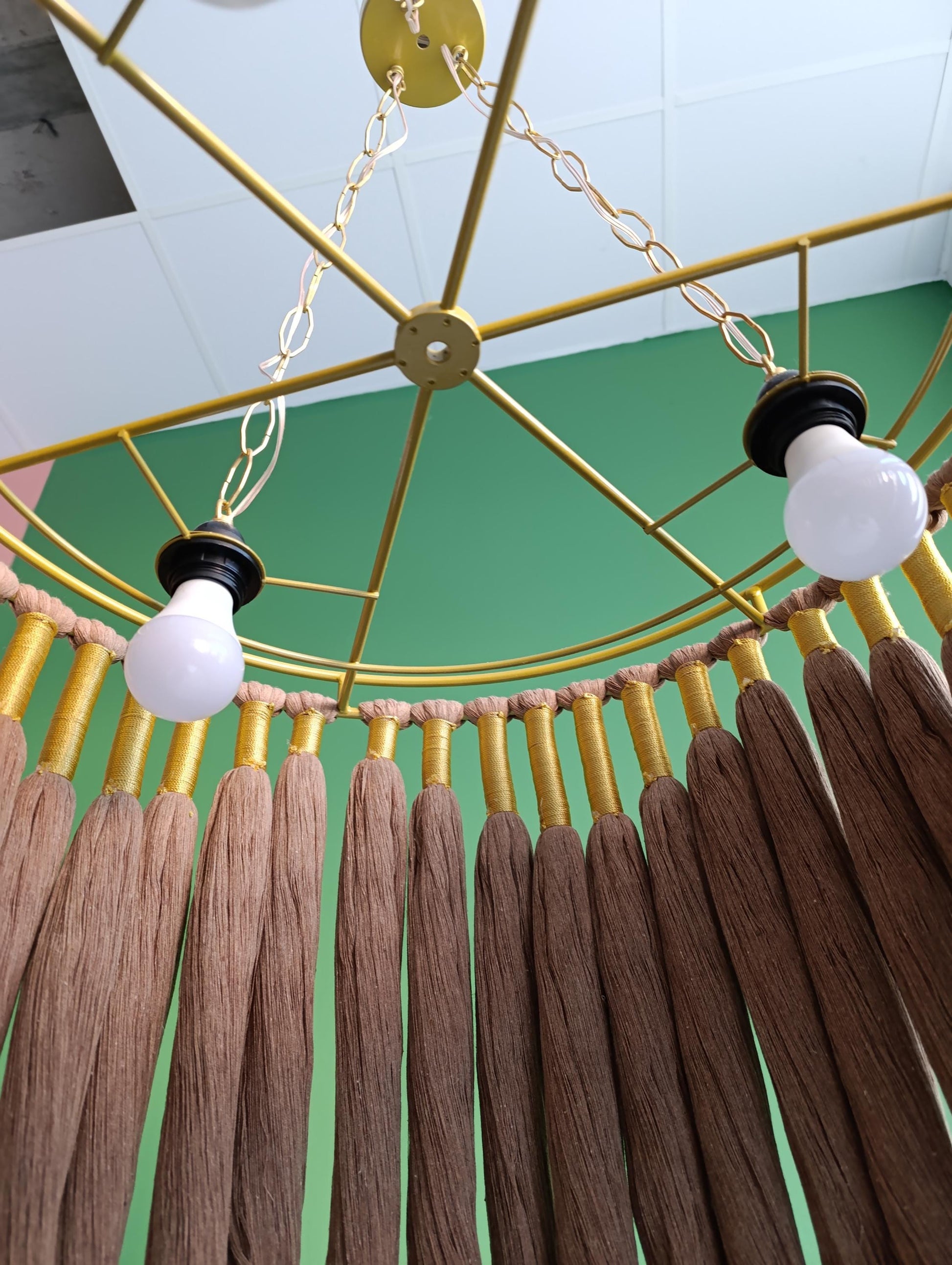 Boho Light Fixture, Fringe Chandelier, Cotton Fringe Pendant Light, Macrame LampShade, Nursery Chandelier, Modern Boho Light, Christmas Gift