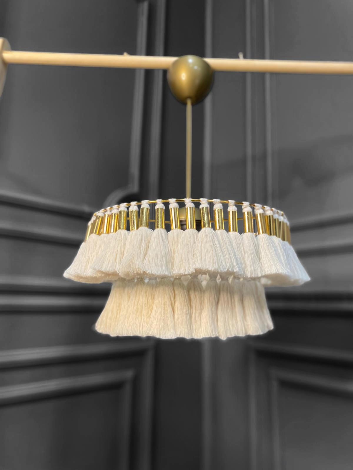 Tassel Light, Modern Boho Light, Nursery Chandelier, Boho Fringe Chandelier, Cotton Pendant Light, Fringe Light Fixture, Tassel Lamp Shade,