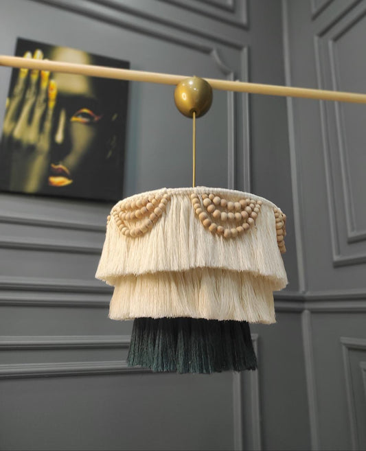 Boho Fringe Lighting, Nursery Chandelier, Cotton Tassel Lighting, Macrame Pendant Light, Boho Light Fixture, Rustic Chandelier, Boho Decor,