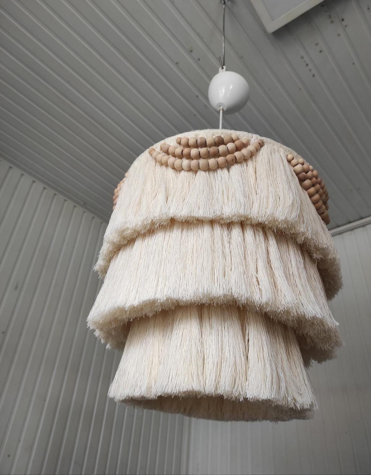 Boho Fringe Lighting, Nursery Chandelier, Cotton Tassel Lighting, Macrame Pendant Light, Boho Light Fixture, Rustic Chandelier, Boho Decor,