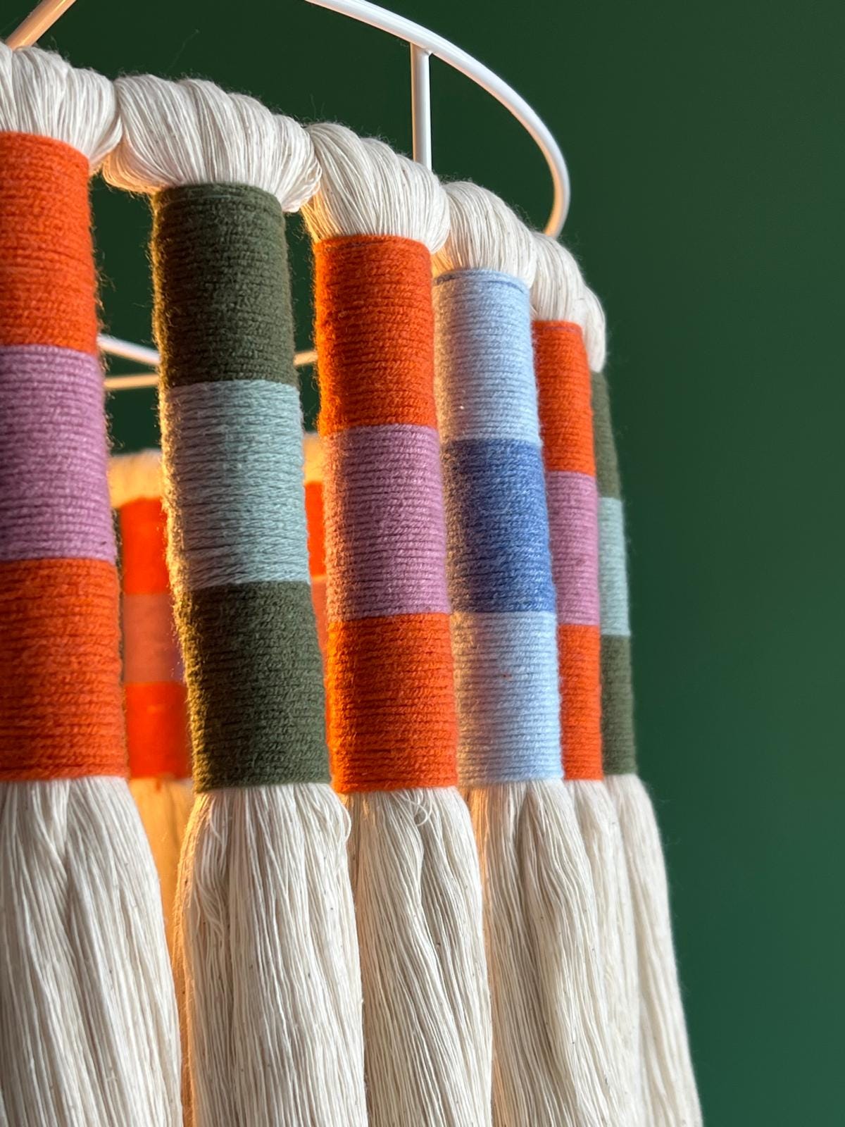 Boho Fringe Lampshade, Baby Room Lamp, Nursery Bohemian Light, Cotton Pendant Light, Woven chandelier, Boho Fixture Light,