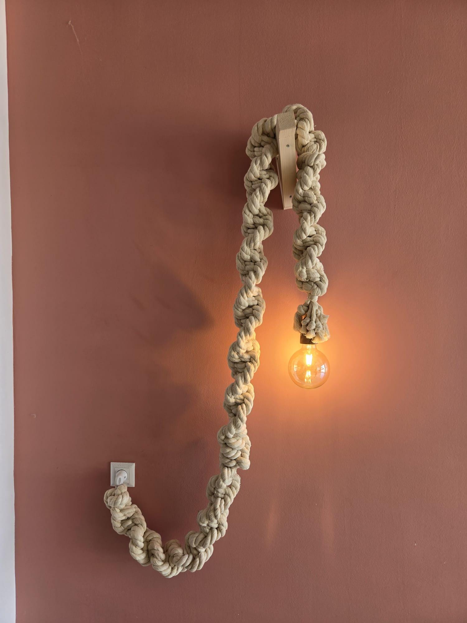 Macrame Cord Lamp, Bedroom Lighting, Pendant Rope Light, Hanging Rope Light, Boho Hanging Light, Restaurant decor lamp, Wedding Decor Light