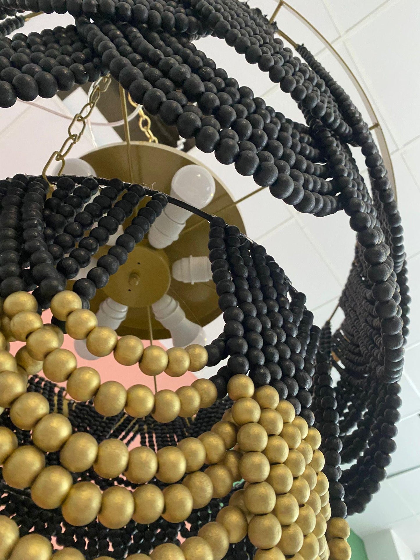 Black Beaded Chandelier, Modern Boho Chandelier, Boho Light, Beach House Lighting, Farmhouse Chandelier, Living Room Lamp, Christmas Gift