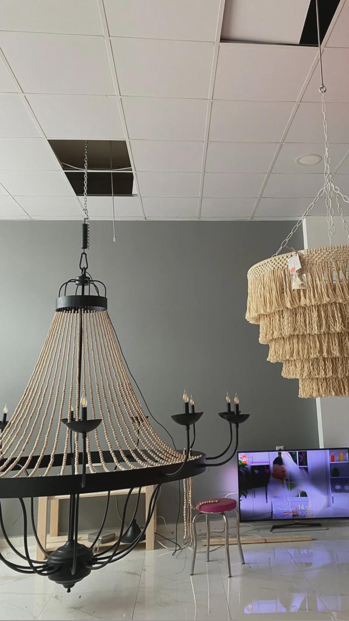 Large Beaded Chandelier for Wedding Venues - 2 Meter Wide Grand Chandelier - Statement Lighting for Event Halls & Hotels