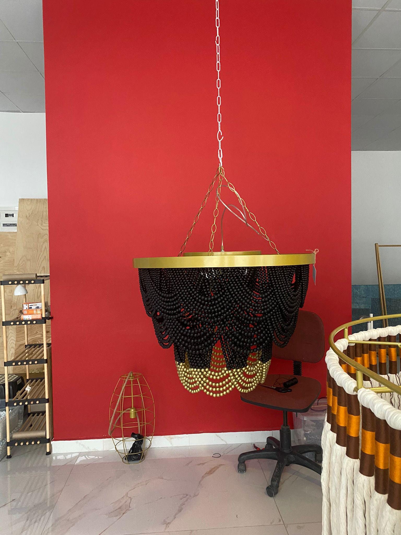 Black Beaded Chandelier, Modern Boho Chandelier, Boho Light, Beach House Lighting, Farmhouse Chandelier, Living Room Lamp, Christmas Gift