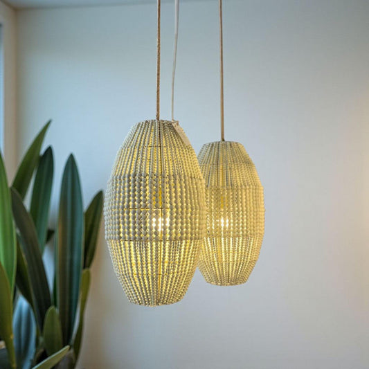 Handmade Wooden Bead Pendant Light, Boho Style Natural Hanging Lamp, Cozy Corner Light, Bedroom Pendant Lamp, Modern Boho Light, Chic Light