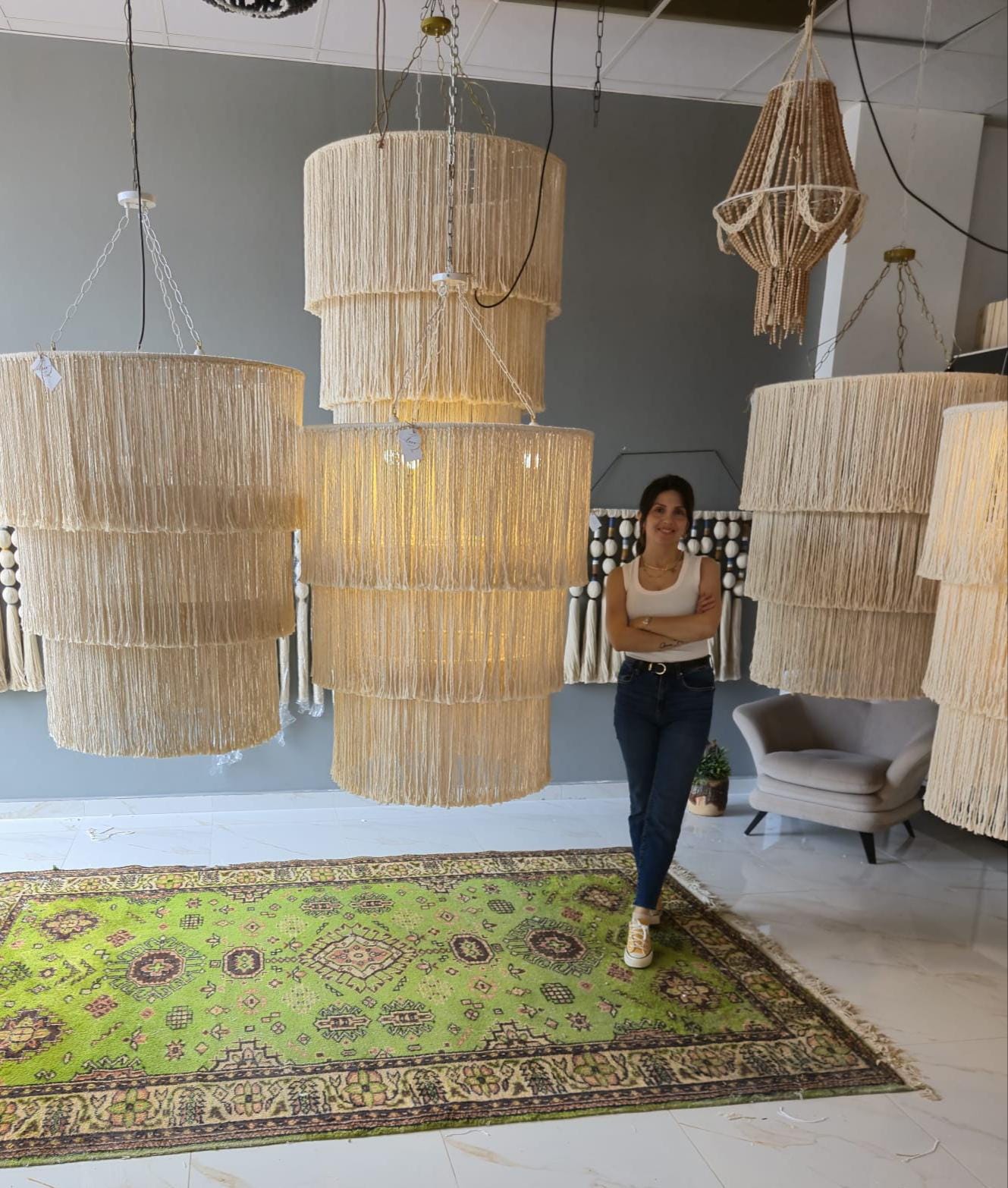 Large Macrame Chandelier