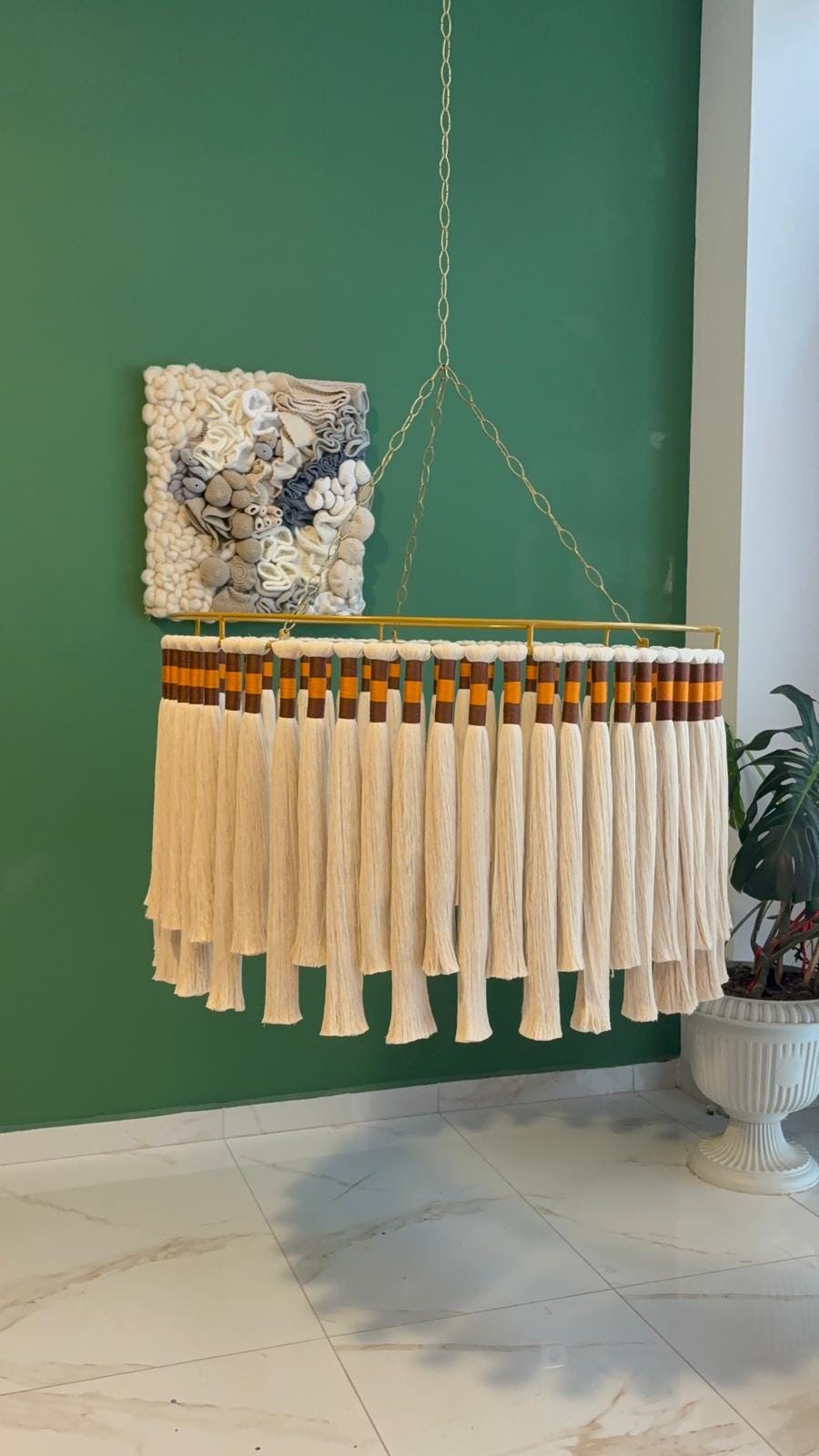 Tassel Chandelier, Boho Fringe Pendant Light, Cotton Tassel Lighting, Boho Light, Modern Macrame Light, Nursery Lampshade, Christmas Gift