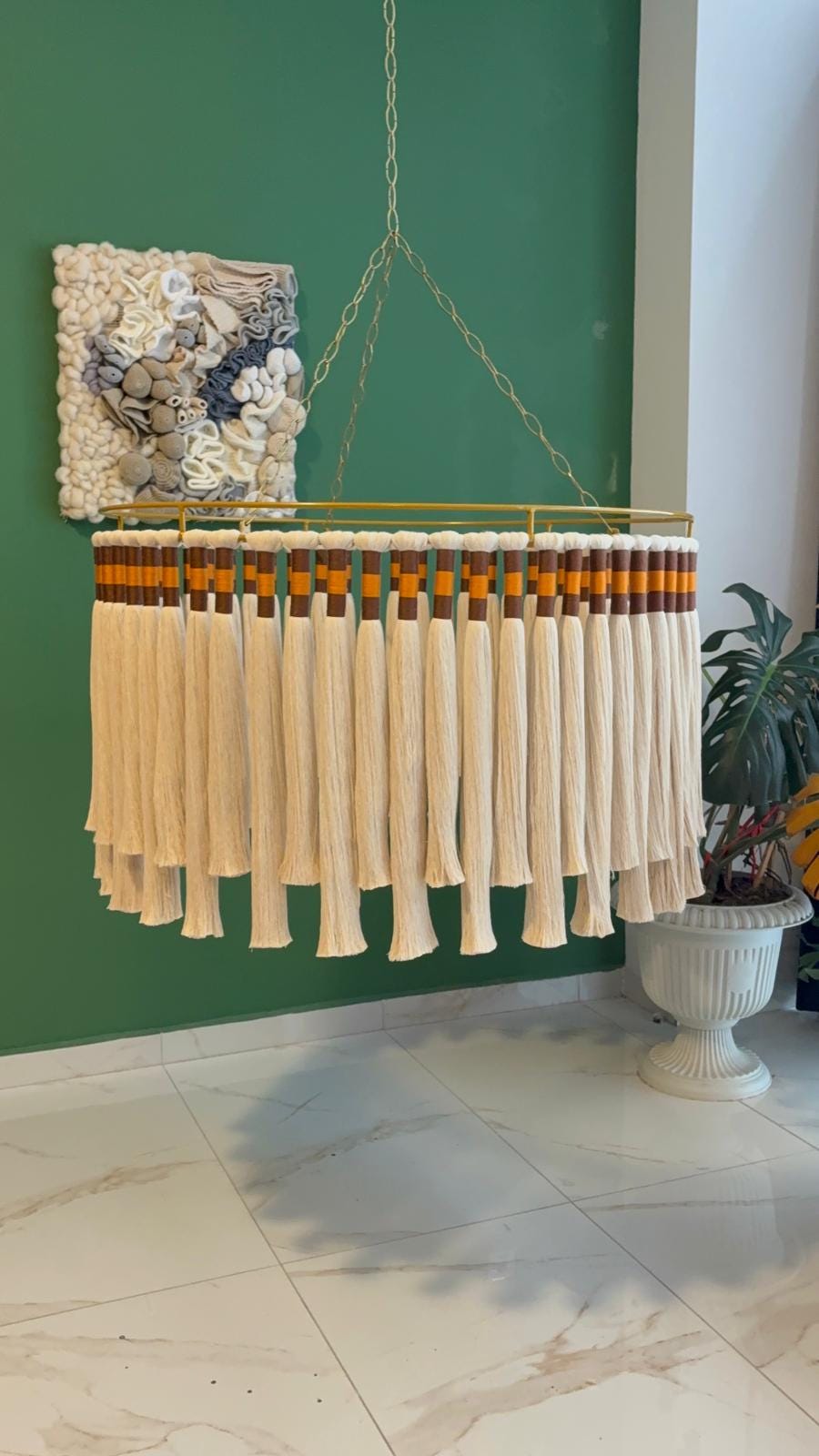 Tassel Chandelier, Boho Fringe Pendant Light, Cotton Tassel Lighting, Boho Light, Modern Macrame Light, Nursery Lampshade, Christmas Gift