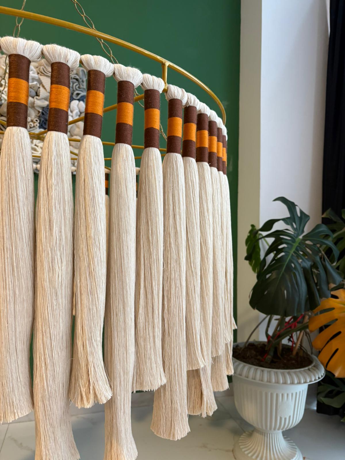 Tassel Chandelier, Boho Fringe Pendant Light, Cotton Tassel Lighting, Boho Light, Modern Macrame Light, Nursery Lampshade, Christmas Gift