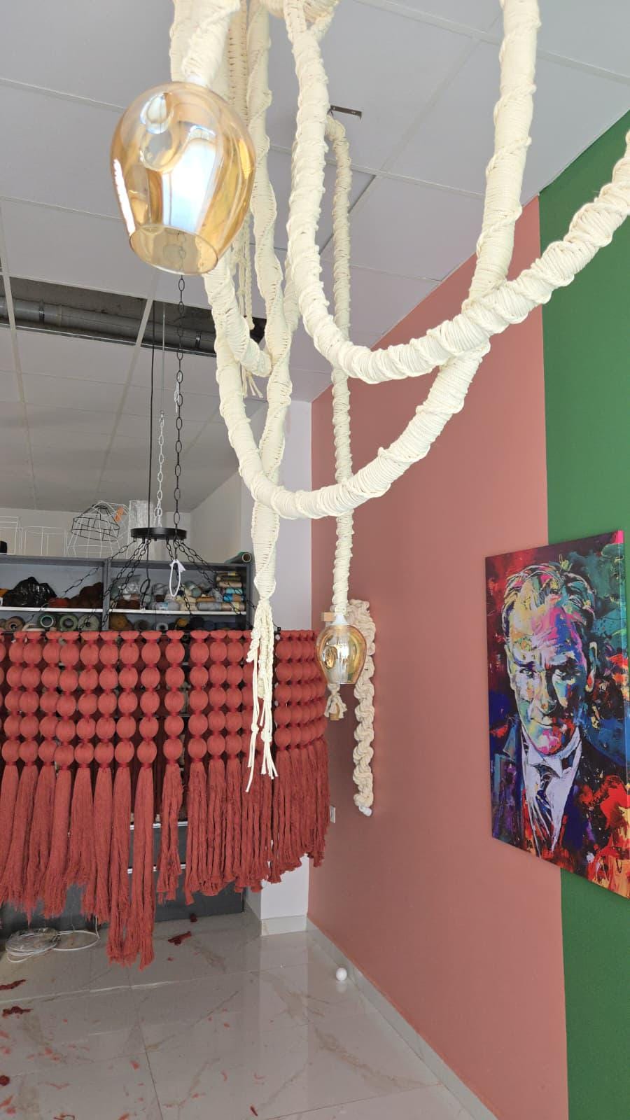 Cotton Macrame Hanging Cord Lamp,
