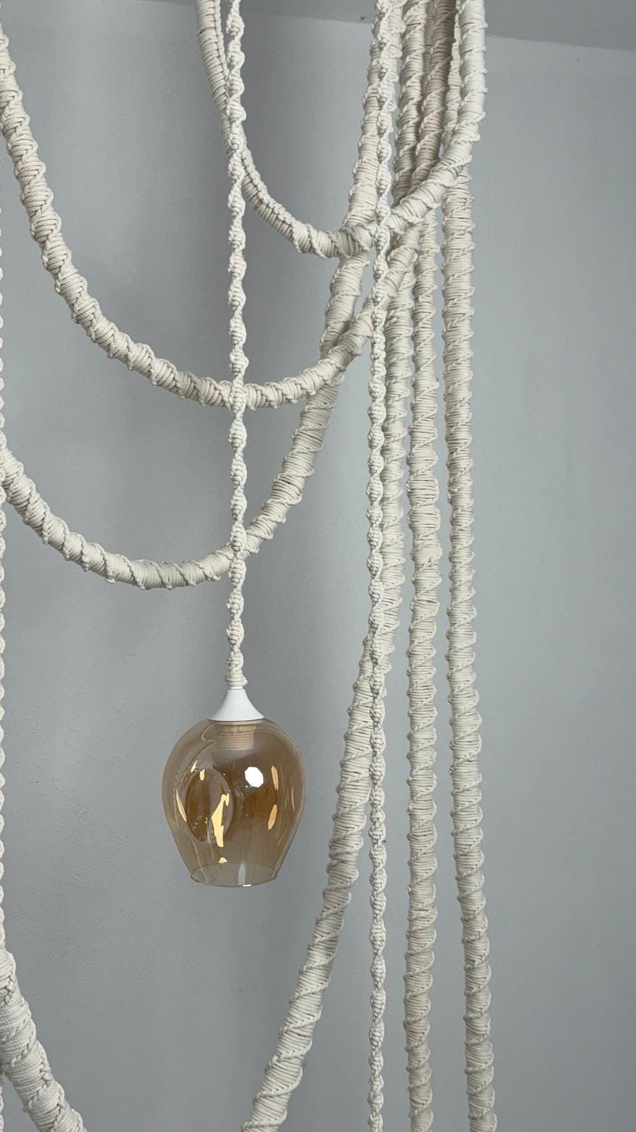 Cotton Macrame Hanging Cord Lamp,