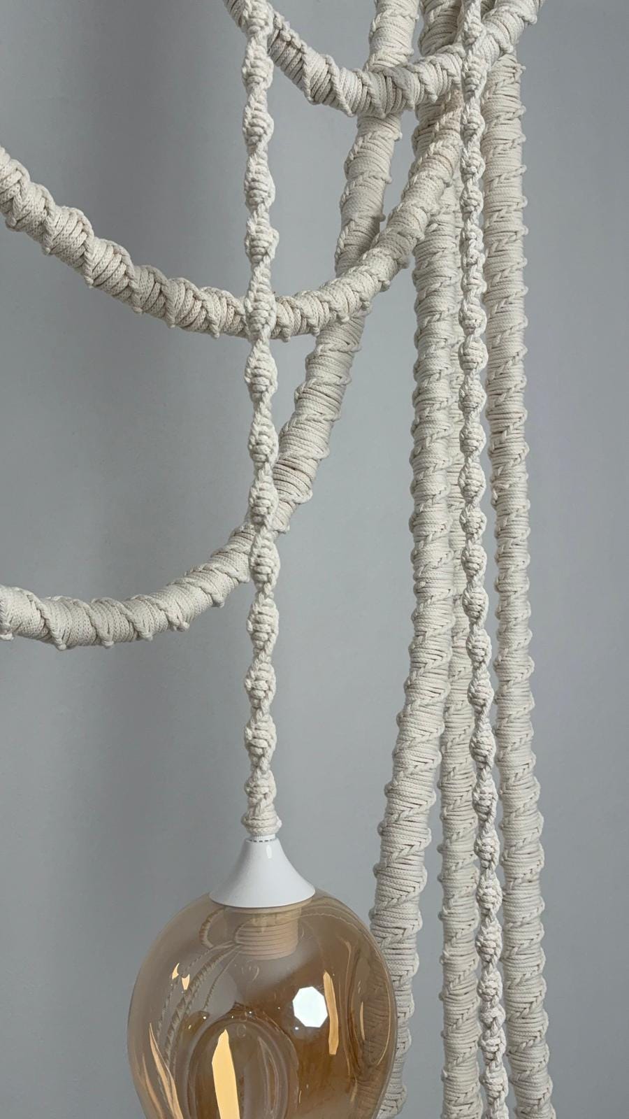 Cotton Macrame Hanging Cord Lamp,