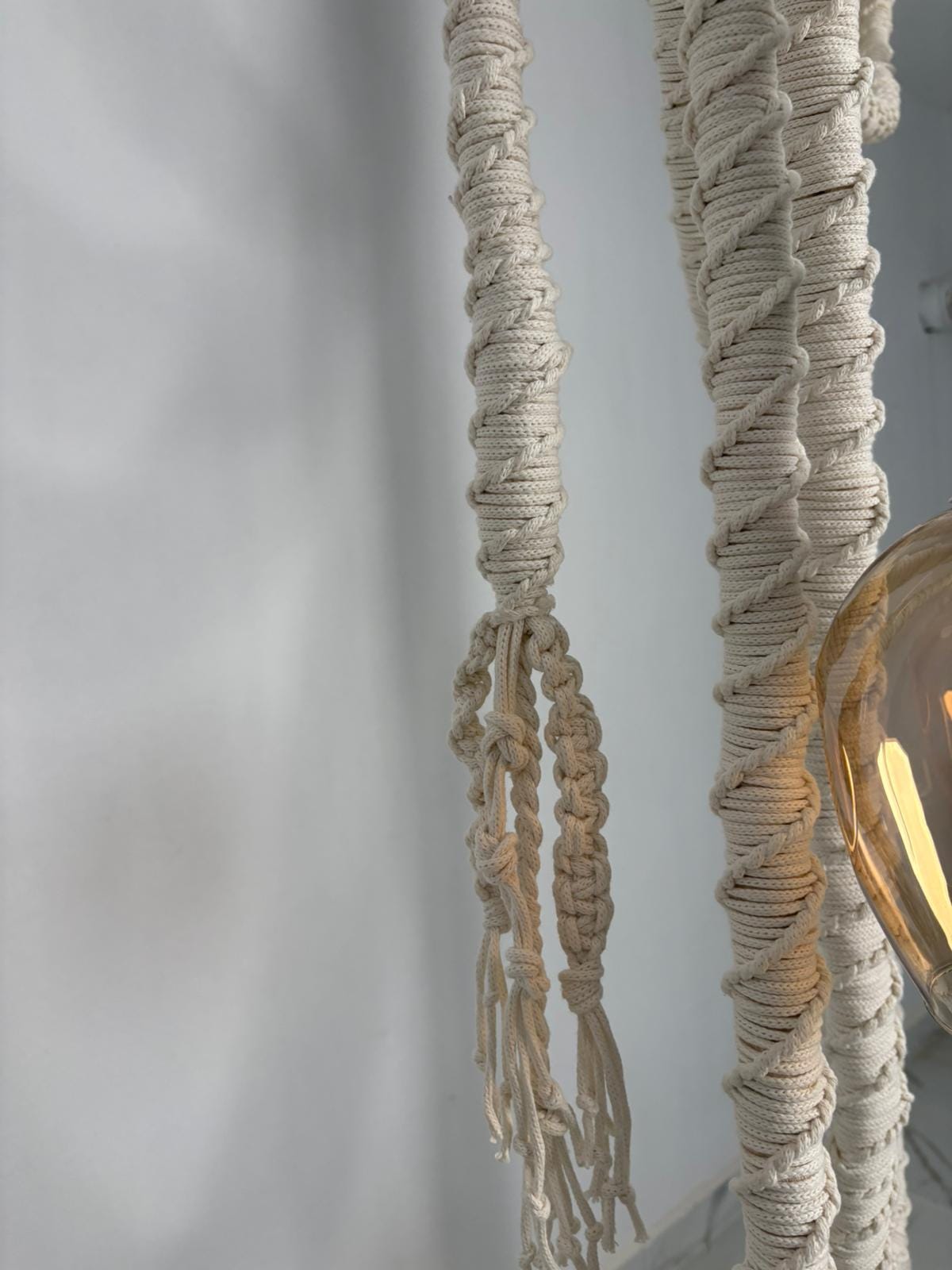 Cotton Macrame Hanging Cord Lamp,