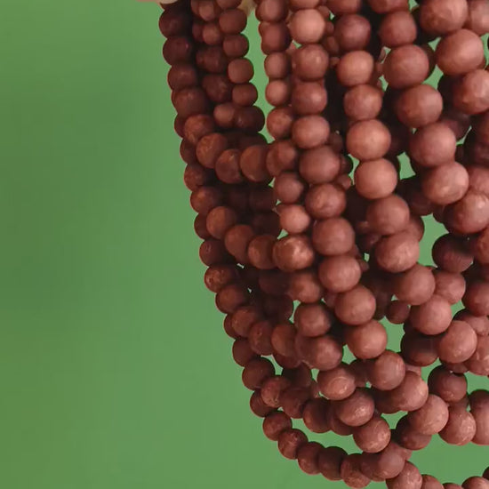 Wooden Beaded Chandelier – Brown Boho Pendant Light - Nursery Decor, 35 cm, Handmade Farmhouse Lighting,