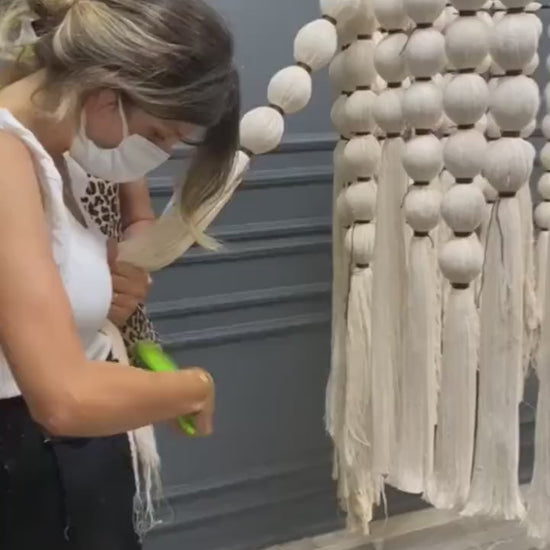 Cotton Tassel Chandelier, Boho Fringe Pendant Light - Unique Ceiling Lamp, Tapestry Design Decor