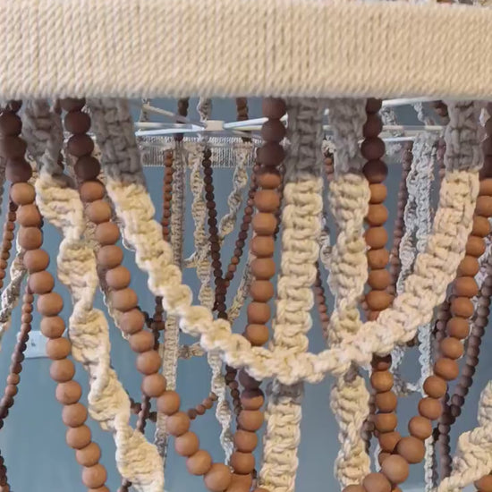 Handmade Macrame Chandelier: Beaded Bohemian Pendant Light