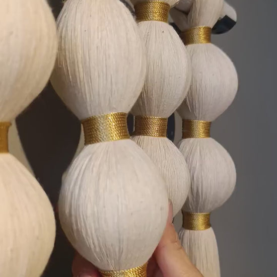 Large Boho Woven Wall Hanging: Gold Thread Tapestry (150x110 cm)